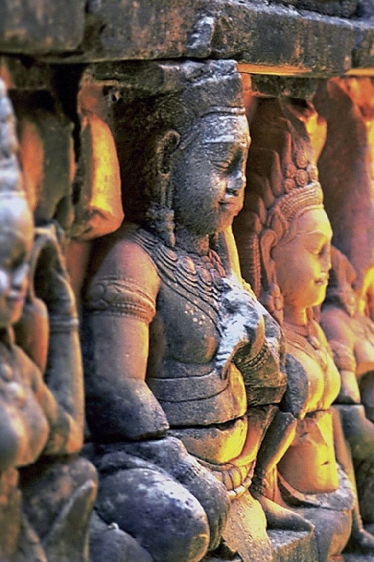 stone sculptures on a cambodian temple
