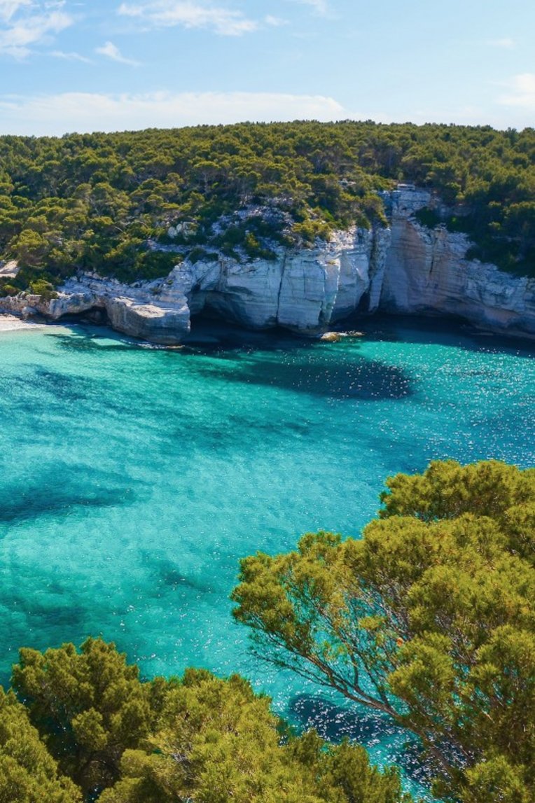 View of the coast and water in Menorca